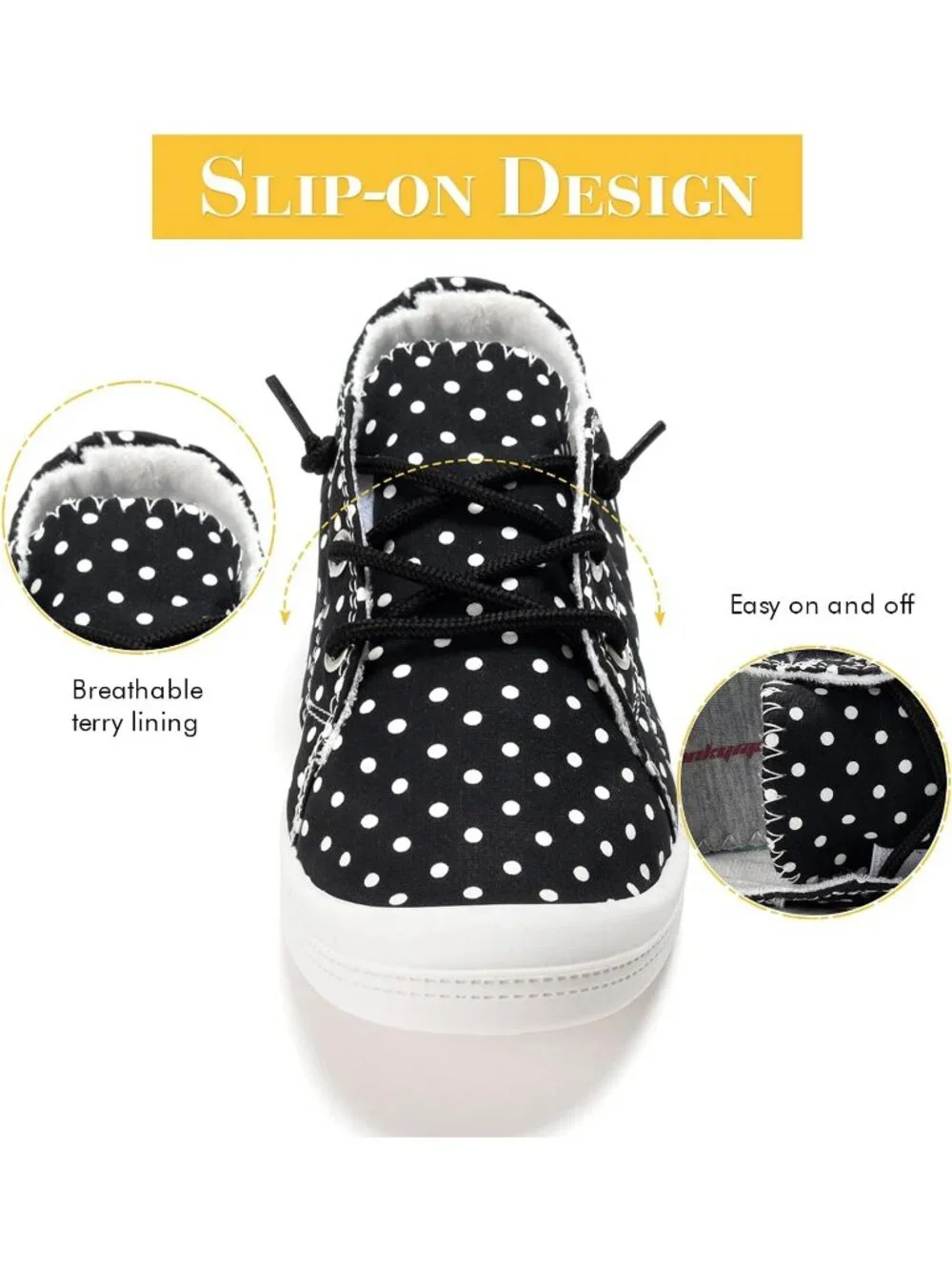 Women's White Dot Comfortable Lace-Up Flat Breathable Walking Casual Sneakers